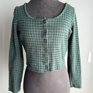 Madewell Green Plaid Crop Top